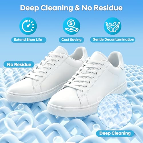 2PCS Shoe Cleaner,Portable Shoe Cleaning Kit for Travel,Business Trips,Gym | Deep Cleaning Shoe Sole Cleaner,13.1 OZ Foam Sneaker Cleaning Kit with Brush Towel Sponge,Sneakers Cleaner for White Shoes