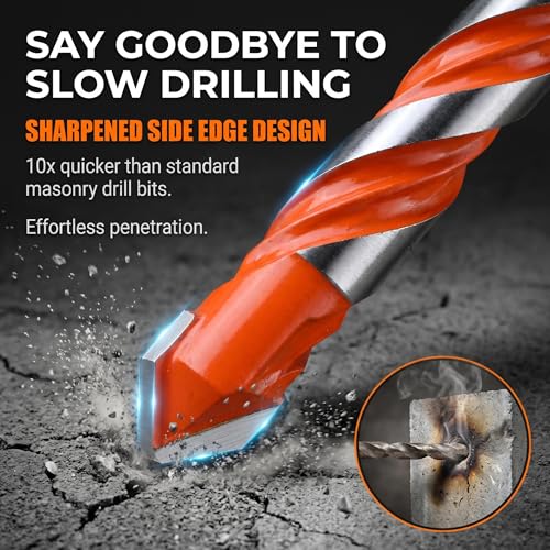 Concrete Carbide Drill Bits Hex Shank Masonry Cement Tile Drill Bit Set for Glass/Brick/Plastic/Cement/Tile 4mm-12mm (10PCS) - size: 4mm-12mm