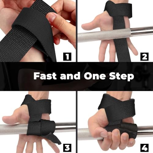 WSAKOUE Lifting Straps, Weightlifting Straps, Deadlift Straps with Padded Neoprene for Power Lifting, Bodybuilding, Gym Workout, Strength Training & Fitness Workout, Resistance - color: Black