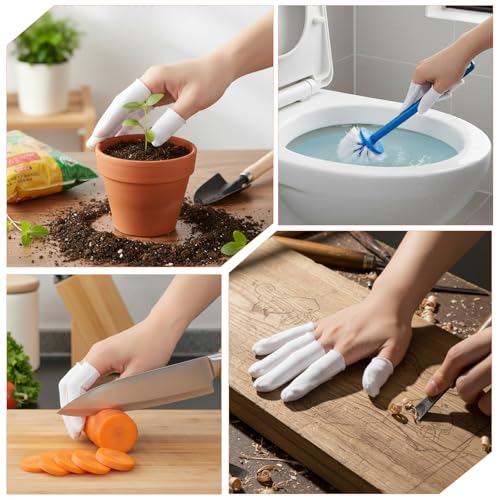 200 Pcs Cotton Cots for Finger,Cloth Finger Cots,Fingers Gauze Sleeve Thumb Protector Covers,White Fingers Condom Sleeves Protectors for Injury,Comfortable Breathable,Moisture Wicking