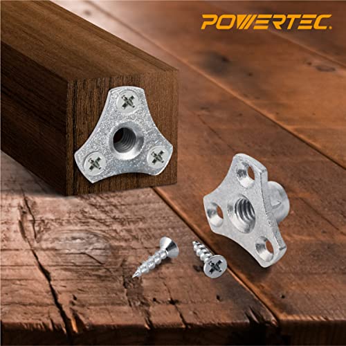 POWERTEC 5/16-18 T Nuts, 8 Pcs | Screw-On Tee Nuts for Bolts and Stem Caster Wheels – Threaded Inserts for Wood Working, Rock Climbing Holds and Furniture | 1/2" Length (QTN1108) - size: 5/16", style: Screw On T-Nuts, 8 Pack