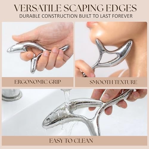 Trigger Point Massage Tool, Gua Sha Tool for Deep Tissue Massage & Fascia Release, Metal Muscle Scraper, Stainless Steel Thumb Saver, Acupressure Myofascial Release Tool, Full Body Pain Relief - color: Silver Trigger