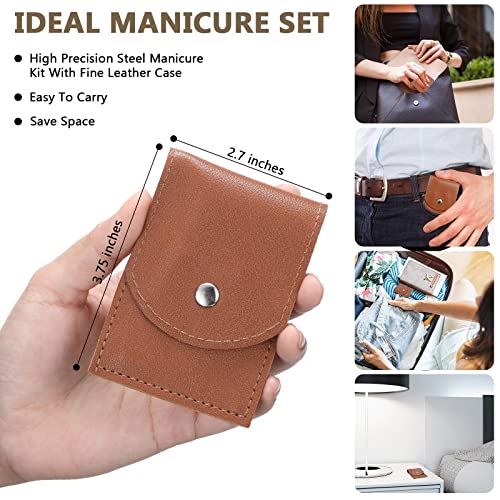 Geosar 12 Sets Manicure Gifts Bulk Nail Clippers Pedicure Kit Stainless Steel Professional Pedicure Grooming Kits Nail Care Tools with Travel Case for Women Men Hand Foot Birthday(Brown) - color: Brown