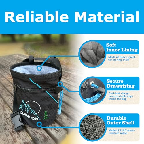 Chalk Bag + Ball for Rock Climbing, Bouldering, Top Rope | Climb On - style: Chalk Bag + Refillable Ball