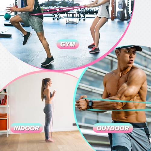 RitFit Pull Up Assist Band in Natural Latex for Stretching and Mobility | Resistance Band,Eco-Friendly Latex, Pull-Ups Powerlifting, Physical Therapy Rehab, Full-Body Training, Mobility Training - color: Rose Pink