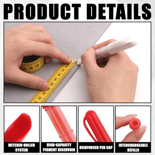 2 PCS Sew Fabric Chalk Markers, Red & White Fabric Chalk Pencil Erasable Tailor Chalk for Sewing and Quilting, Crafting, Erase Tailors Liner Pen for Cloth, Leather