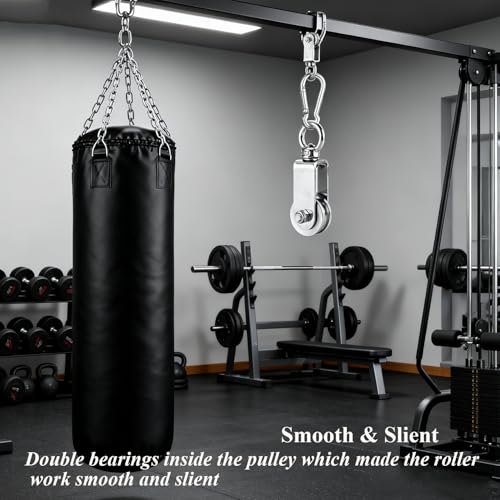 Cable Pulley Wheel Stainless Steel Snatch Rigging Blocks Heavy Duty Rope Pulley Swivel Pulley Block with Carabiner for Rigging Lifting Gym Equipment 2pcs 1.34in - size: 2 pcs