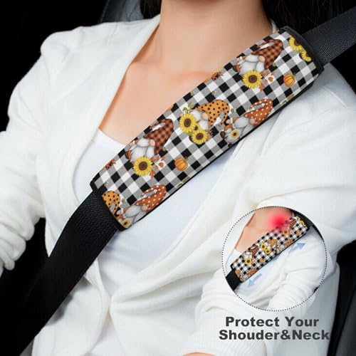 2PCS Gnomes Sunflower Seat Belt Cover Soft Padded Neck Strap Covers for Kids, All Vehicles, Comfortable Driving - color: Pattern 83