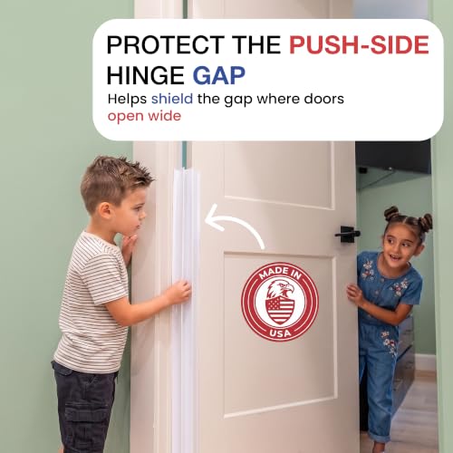 Fingersafe Home Door Finger Guard 43” uPVC Complete Set for Kids Safety- Push & Pull Door Finger Pinch Guard for Kids - Easy 3M Stick-On Safety Cover - Made in USA Finger Guards for Doors - style: HOME-COMPLETE-SET