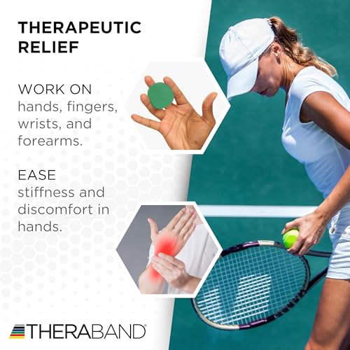 THERABAND Hand Exerciser Ball, X-Large Green, Medium Resistance for Grip Strengthening, Finger & Hand Therapy, Squeeze Ball for Rehab, Wrist & Forearm Exercise, Latex-Free, Textured Surface - color: Green - Medium