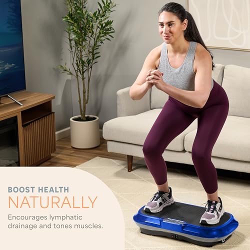 Lifepro Waver Vibration Plate Exercise Machine with 99 Speeds & 10 Presets | Resistance Bands, Non-Slip Surface, 330 lbs Capacity — Vibration Plate for Lymphatic Drainage, Body Toning, Full-Body Workout - color: Blue