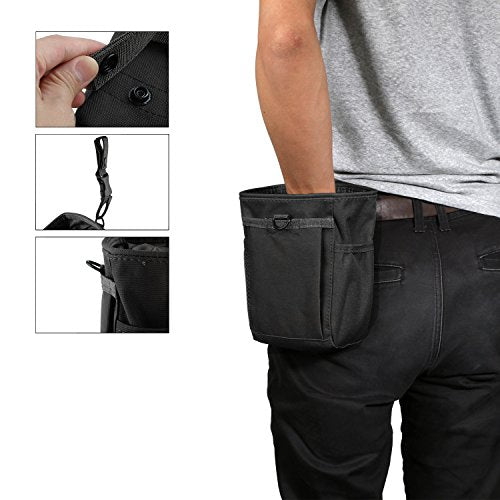 Drawstring Highend Rock Climbing Chalk Bag with a Carabiner Different Pockets for Climbing Bouldering, Gymnastics, Gym Pouch, Cross Fit and Lifting - color: Black