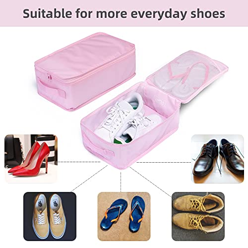 Travel Shoe Bags, Foldable Waterproof Shoe Pouches Organizer-Double Layer (4 Pink Shoe Bags) - color: Pink, size: 4 Packs