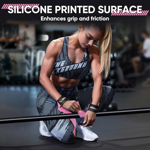 Weight Lifting Straps for Weightlifting, Lifting Wrist Straps Gym, Deadlift Strap, Anti Slip Silicone Weightlifting Strap Men Women Powerlifting, Strength Training - color: Pink, size: 2 Pair