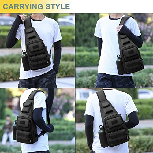 Tactical Shoulder Bag - 1000D Molle Military Backpack Outdoor Daypack Chest Pack (Blue) - color: Blue
