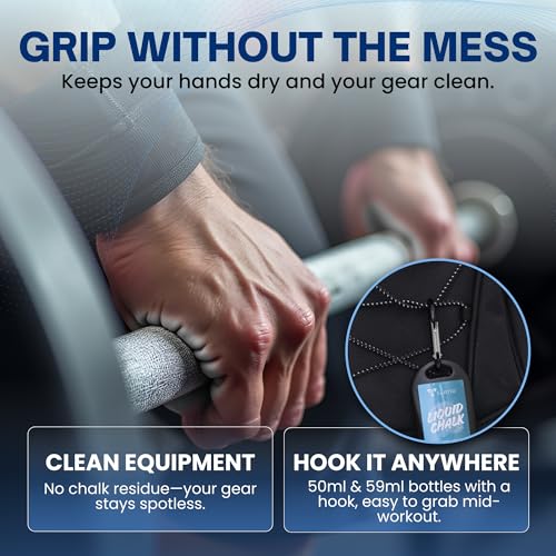 Liquid Chalk for Weightlifting, Gym and Workout Hand Chalk Grip | Magnesium carbonate grip chalk in 50ml, 59ml clear and 250ml sizes. For lifting, cheer, gymnastics and CrossFit. - size: 1.7 fl oz (Grip Mini)
