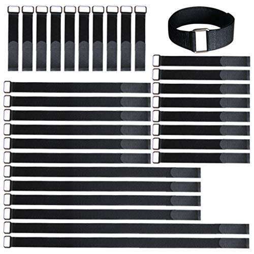 8"12"18"24"30" Hook and Loop Fastening Cable Strap - 30 Pack Reusable Nylon Extend Securing Strap - Adjustable Cinch Strap with Buckle - size: 1 x ( 8+12+18+24+30 ) in