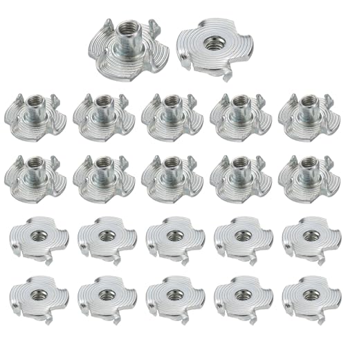HARFINGTON M3x6mm T-Nuts 4 Pronged Tee Nut 0.47" x 0.24" Fully Thread Carbon Steel Inserts for Wood, Rock Climbing Holds, Cabinetry, Furniture 100pcs - size: M3x6mm, 12mm