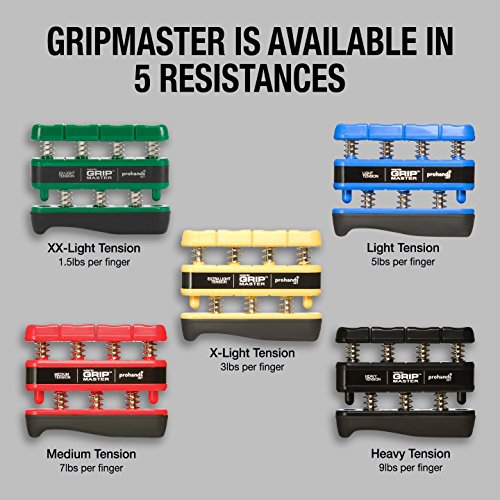 Prohands Gripmaster Hand Exerciser, Finger Exerciser (Hand Grip Strengthener), Spring-Loaded, Finger-Piston System, Isolate & Exercise Each Finger - color: Red - Gripmaster, size: 7 lb (Medium Tension)