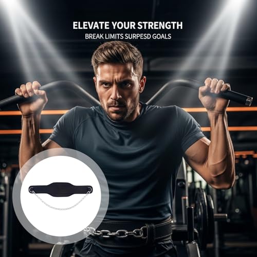 Fitness Dip Belt with 35.4 in Chain, Belt for assisted Pull-Ups, Double Layered Gym Weight Training Belt with D-Ring for Fast Loading