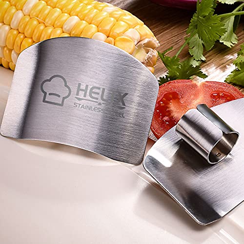 3Pcs Finger Guard for Cutting, 2 Styles, One & Double finger Kitchen Tool, Stainless Steel Knife Cutting Protector Cutting aid, Adjustable Hand Guard Protect Fingers, Avoid Knife Hurting - color: Silver 3