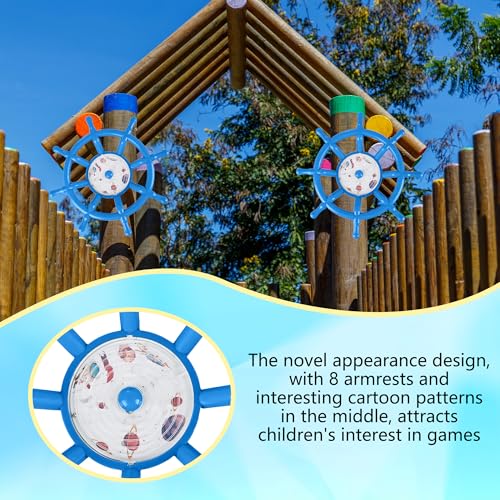 Kids Playground Accessories Outdoor Plastic Steering Wheel Playset Pirate Ship Wheel for Playhouse Garden Backyard Tree House - color: Blue Set 1