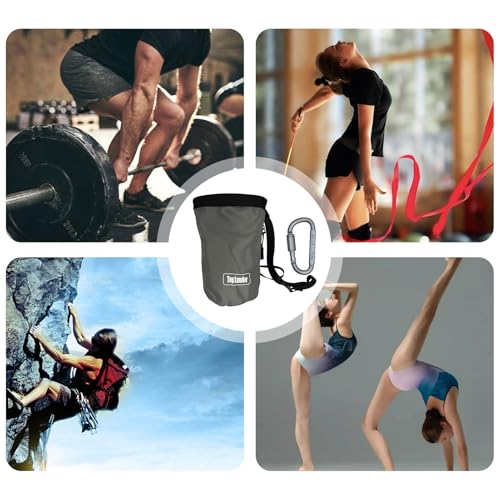 Rock Climbing Bag Anti-Slip Multifunctional Flexible | Waterproof for Climbing Bouldering Gymnastics Fitness Weight-Lifting Strongman Gym Workout Bouldering Chalk Pouch Climbing - color: Gray powder bag + D-shaped buckle