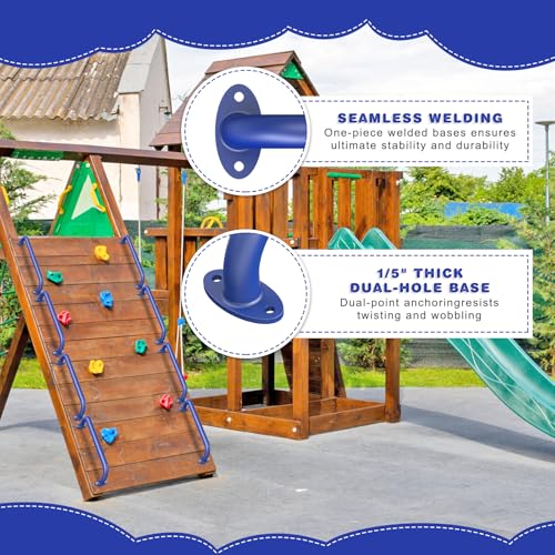 Dolibest 6 Pack 17 Inch Playground Handles, Metal Monkey Bars Indoor & Outdoor, Heavy Duty Ceiling Grab Bars & Wider Base for Climbing Frames, Treehouses, Swing Sets, Wall Ladders & Bunk Beds –Blue - color: ‎blue 2- 17 Inch-6pcs