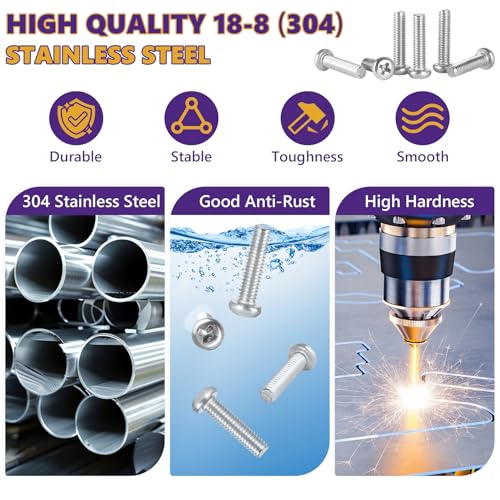 20Pcs M4x50mm Phillips Pan Head Machine Screws Kit 304 SS for DIY | Full Thread, Anti-Rust & Anti-Corrosion, For Furniture Repair, Electronics & 3D Printer Small Models, Storage Case Included - size: M4x50mm