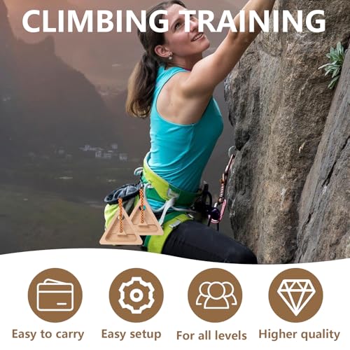 HRVEOCEI Climbing Hangboard for Rock Climbing Training – Wooden Fingerboard with Multi-Grip Design – Strengthen Fingers & Grip – Easy Mount for Home & Gym - color: Brown 2