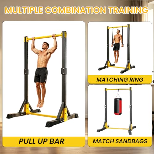 Pull Up Bar Free Standing Portable Pull Up Stand, 11 Gears Height Adjustable, 400 LBS Capacity, Outdoor Pullup Bar Station for Home Gym, Black
