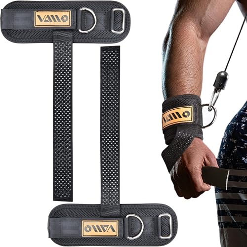 VAIIO 2Pcs Adjustable Weight Lifting Straps with D Ring Non-Slip Dot Design | Wrist Support, 7mm Neoprene, Padded, Breathable Mesh, Quick-Detach, Hook-Loop, Reinforced, Polyester-Cotton, Unisex