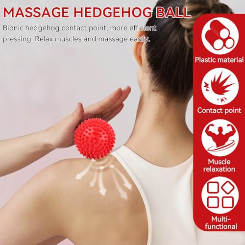 2Pcs Spiky Hard Massage Balls,Soft Spiked Manual Massager Rollers Body Spiky Balls Fitness Finger Relax Tool for Plantar Fasciitis Exercise Back Feet (Large Size 9cm) - color: Red, size: Large size 9cm