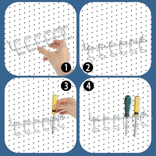 9 Pcs Pegboard Screwdriver Holders Organizer Pegboard Plier Holders Stainless Steel Peg Board Tool Utility Hooks Accessories Shelving Display Multi-Ring Tool Racks for Shop Store