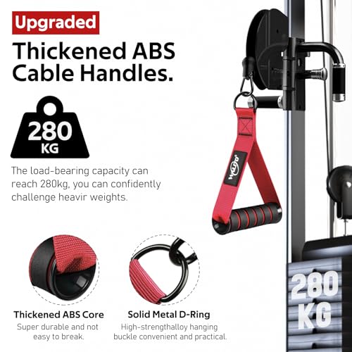 Exercise Handles, Cable Machine Handles for Gym Cable Attachments Training | 2 Pack Heavy Duty Handle with Non Slip Grip for Cable Machines, Pull Down Workouts, Resistance Bands and Home Gym Equipment - color: Red