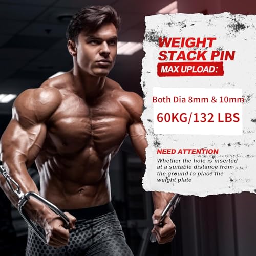 AHTAPFON Weight Stack Pin with 1 x Spring Collar,Weight Extender Pin,Fits Add 2" Weight Plates for Cable Machine,Fitness Equipment for Home Gym - size: 10×80mm-200mm-Rod