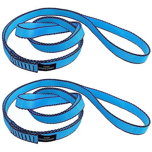 18MM Nylon Climbing Slings Runners 23 kN Strong Webbing Straps for Rock Climbing, Rappelling, Swing, Yoga Hammock etc - color: 2PCS Blue, size: 24inch/60cm