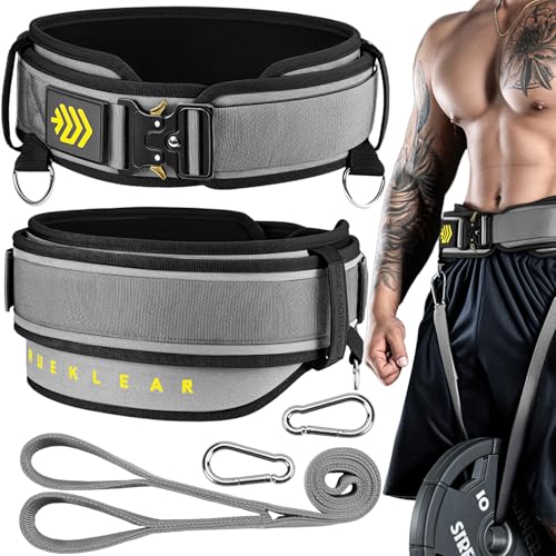 MANUEKLEAR 2-in-1 Weightlifting Belt & Dip Belt with 36.7 IN Rope, Double-Layer Weight Lifting Belts, Powerlifting Gym Weighted Belt for Pull Up Squat - color: Sleek Grey, size: L(34-37in)