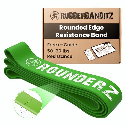 Rubberbanditz Rounded Edge Resistance Band | Compact and Light Weight Exercise Bands | Suitable for All Fitness Levels Users| Travel Friendly Resistance Bands for Working Out - color: Green