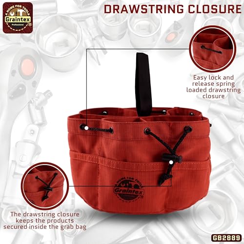 Graintex 18 Pockets Grab Bag Rip-stop Canvas Drawstring Closure, Small Part Organizer Pouch, Small Tools, Screws, Parts, Parachute Tool Bag for Efficient Storage - Rust - color: Rust