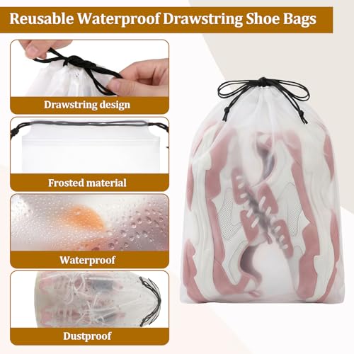 Drawstring Shoe Bags Shoe Bags for Packing, Storage Reusable Waterproof Shoe Organizers for Sneakers & Clothes, Translucent Travel Bags for Men Women (8 Pack) - size: 8 Pack