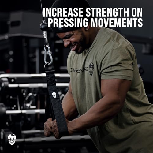 Gymreapers Tricep Rope Cable Attachment - Multi-Workout Tricep Pull Down Cable Attachment - Perfect Gym Cable attachments (3 Lengths Built in One) - color: Black, size: Tricep Strap - 13"