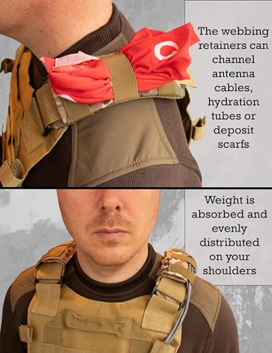 Shoulder Strap Pad for Optimal Weight Distribution, Plate Carrier Shoulder Pads with Velcro, Backpack Strap Pads, Shoulder Strap Cushion for Tactical and Weighted Vests, Body Armor, Waist Belts - color: Camo