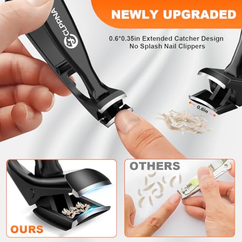 Toenail Clippers for Seniors, 2026 Upgrade Angled Head Nail Clippers for Men with Catcher, CLPPNA Ergonomic Toenails Clipper for Thick Toenails Long Handle, Sharp Wide Jaw Fingernail Clippers Adult - style: 3PCS(2025 Angled Black ）