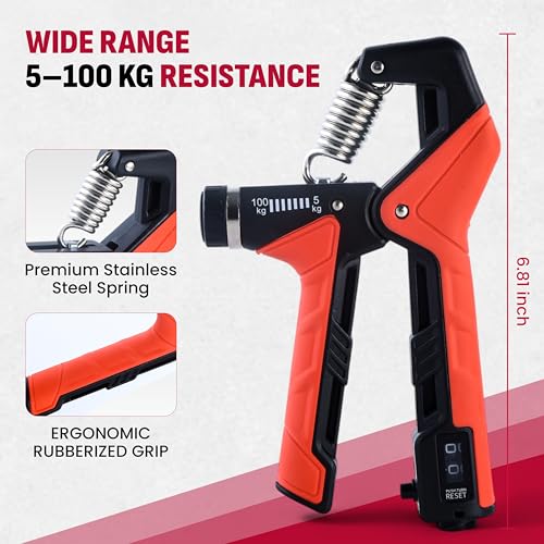 Grip Strength Trainer Kit, 4 Pack Hand Gripper Strengthener with Adjustable Resistance, Forearm Exerciser, Finger Strengthener & Stress Relief Ball for Muscle Building & Injury Recovery