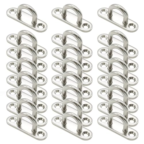 24 PCS 1.8 Inch Pad Eye, Stainless Steel Ceiling Hook Pad Eye Plate, Marine Hardware Staple Hook Loop with Screws