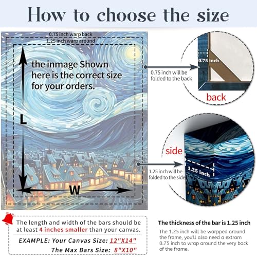Canvas Stretcher Bars 12x24 Inch Frame Kit, Available in 25+ size Wood Stretcher Bars for Home and Office, Gallery Wrap Wall Arts Supply for Oil Painting, Poster, Picture & Paint by Numbers - size: 12"x24"