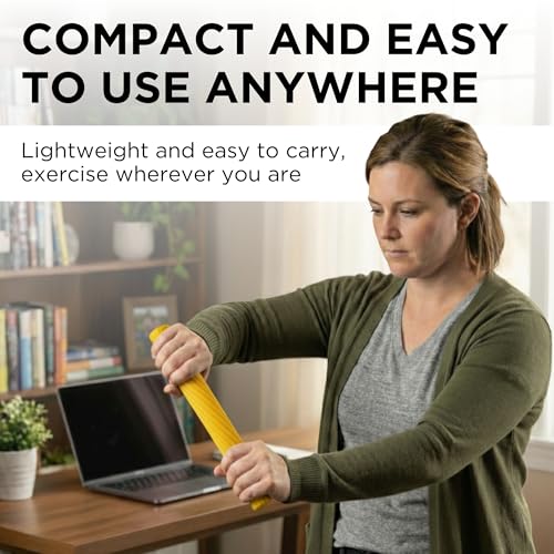 THERABAND FlexBar Resistance Bar, Extra Light, Wrist & Forearm, Yellow | Flex therapy bar for physical therapy, wrist and forearm exercise, with a non slip grip - color: Yellow - Extra Light, style: New Version