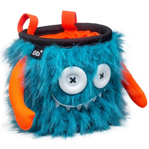 8BPLUS Chalk Bag for Rock Climbing and Bouldering, Chalk Pouch incl Belt & Biner – Cute Funny Character Design, Wide Opening, Gear with Personality, Gift for Climbers - style: GUSTAV
