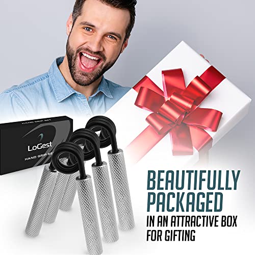 Logest Metal Hand Grip Set, 100LB-200LB 3 Pack 50LB-200LB 4 Pack No Slip Heavy-Duty Grip Strengthener with Gift Box, Great Wrist & Forearm Hand Exerciser, Home Gym, Hand Gripper Grip Strength Trainer - color: 100LB-150LB-200LB (3Pack)